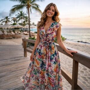 Monash Apparel Floral Chiffon Maxi Dress – NWT – Size S